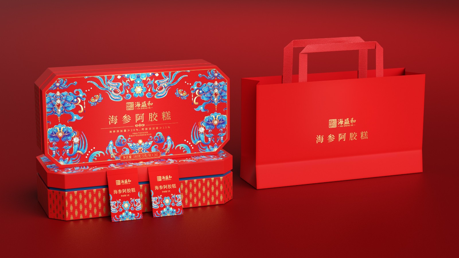 北京西林X海盛和海参阿胶糕礼盒包装设计