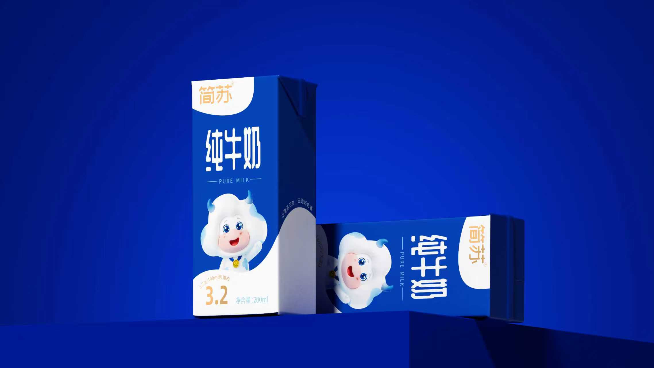 江苏农垦简苏纯牛奶包装设计 江苏农垦简苏纯牛奶包装设计