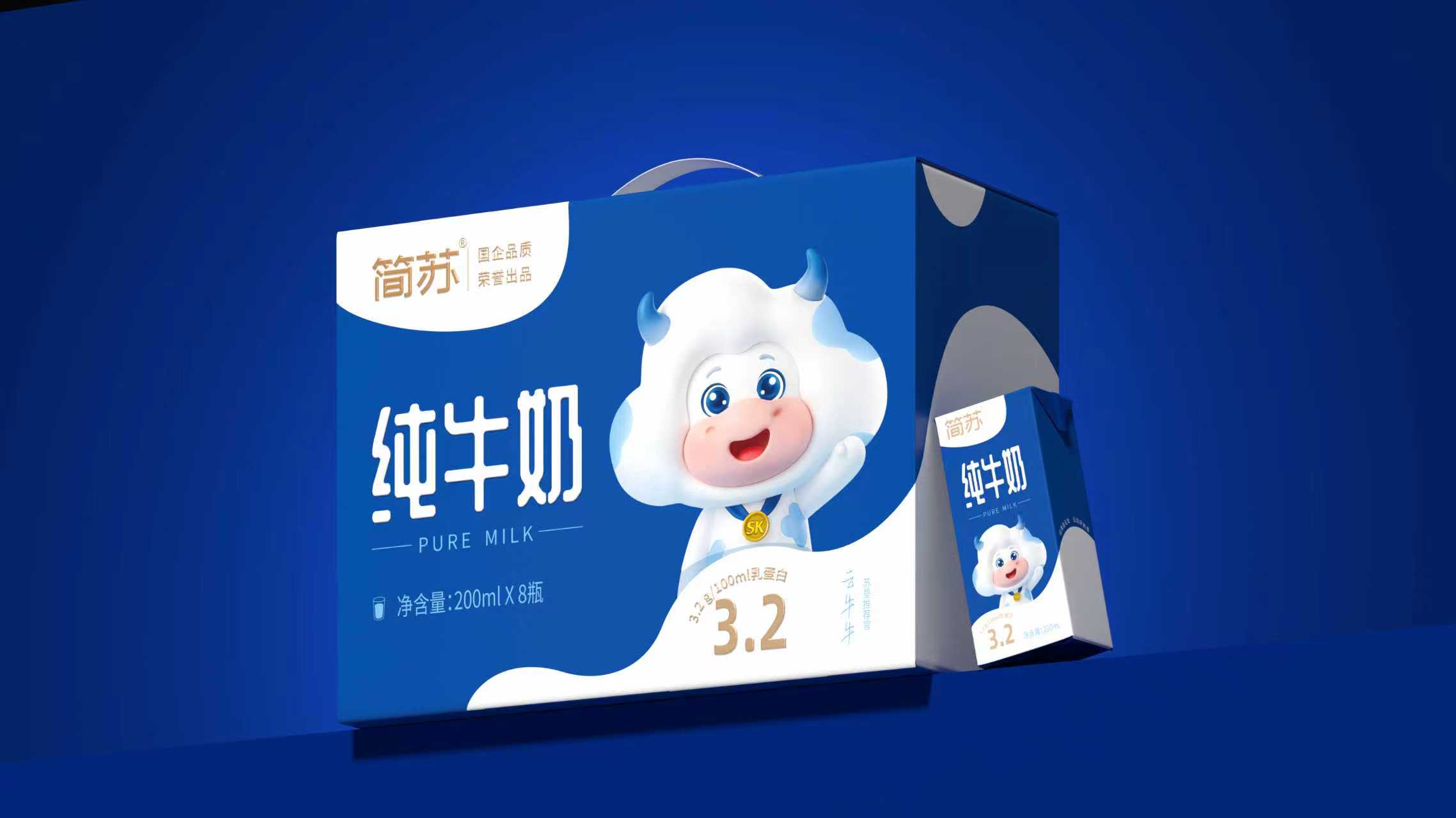 简苏纯牛奶3.2包装设计 简苏纯牛奶3.2包装设计